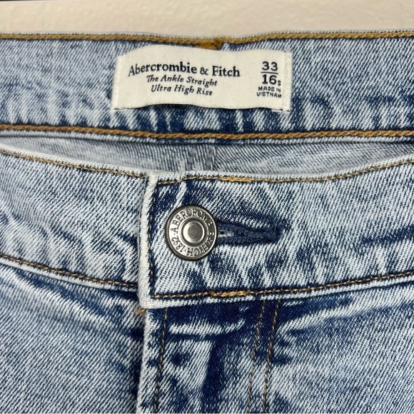 Abercrombie & Fitch The Ankle Straight Ultra High Rise Jeans Knee Patch 33 16s - Picture 7 of 16